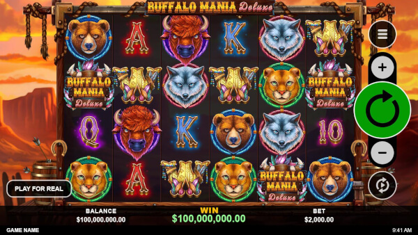 screenshot of the new game "buffalo Mania Deluxe" at Golden Euro Casino